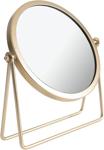 LONGSHENG - SINCE 2001 - Makeup Mirror Single Sided Vanity Mirror Vintage Metal Cosmetic Mirror Round Beauty Mirror Make Up Mirror 6.49inch for Dresser Vanity Table Desk - Gold in Saudi Arabia