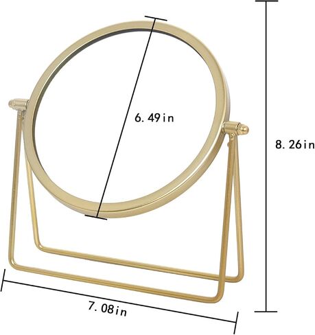 LONGSHENG - SINCE 2001 - Makeup Mirror Single Sided Vanity Mirror Vintage Metal Cosmetic Mirror Round Beauty Mirror Make Up Mirror 6.49inch for Dresser Vanity Table Desk - Gold in Saudi Arabia