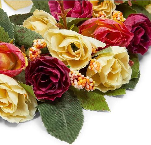 Rose Wreath with Ribbon for Front Door, Valentine Decor (13.3 in, Red, Yellow) in Saudi Arabia