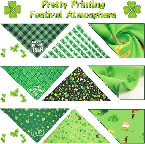6 Pieces St. Patrick's Day Dog Bandana Reversible Triangle Bibs Dog Scarf Neckerchief Lucky Shamrock Bandanna for Pets Dogs Cats Animals, 6 Styles in Saudi Arabia
