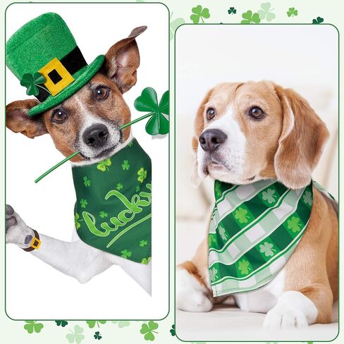 6 Pieces St. Patrick's Day Dog Bandana Reversible Triangle Bibs Dog Scarf Neckerchief Lucky Shamrock Bandanna for Pets Dogs Cats Animals, 6 Styles in Saudi Arabia