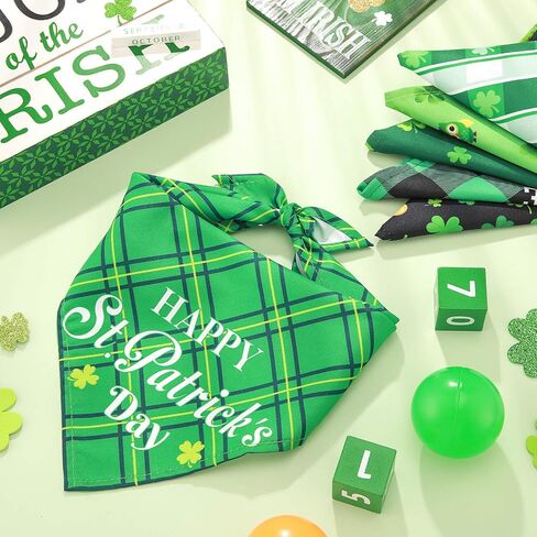 6 Pieces St. Patrick's Day Dog Bandana Reversible Triangle Bibs Dog Scarf Neckerchief Lucky Shamrock Bandanna for Pets Dogs Cats Animals, 6 Styles in Saudi Arabia