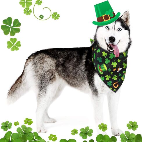 6 Pieces St. Patrick's Day Dog Bandana Reversible Triangle Bibs Dog Scarf Neckerchief Lucky Shamrock Bandanna for Pets Dogs Cats Animals, 6 Styles in Saudi Arabia