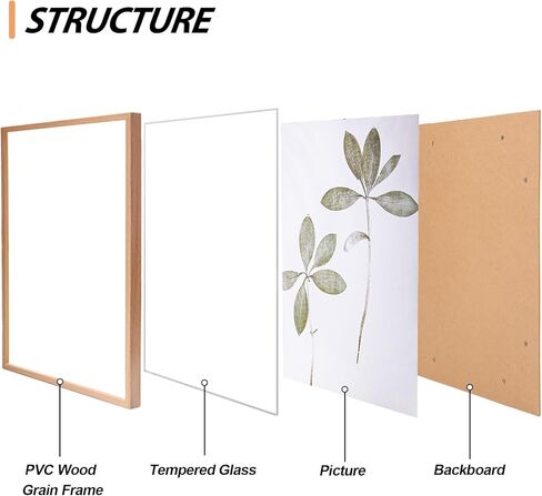 مجموعة إطار صورة مقاس 12 × 18 مكونة من قطعتين، إطار صورة للتعليق على الحائط، حبيبات خشبية ناعمة مقلدة من البلاستيك، إطار ملصق كبير الحجم in Kuwait