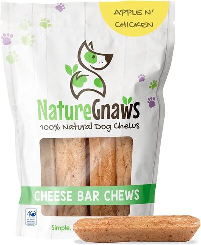 Nature Gnaws Bacon Cheese Bar Chews for Dogs (4 Count) – Hard Long Lasting for Aggressive Chewers - Rawhide Free Dog Chew Bones - Yak Alternative in Kuwait