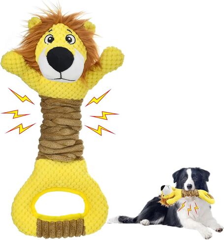 Vehomy Squeaky Dog Toy for Aggressive Chewers Durable Tug of War Dog Toy Pet Interactive Toy Dog Plush Lion Toy with Crinkle Paper for Small Medium Large Dogs in Saudi Arabia