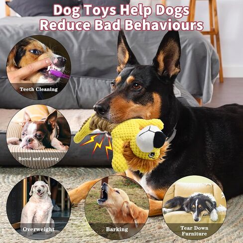 Vehomy Squeaky Dog Toy for Aggressive Chewers Durable Tug of War Dog Toy Pet Interactive Toy Dog Plush Lion Toy with Crinkle Paper for Small Medium Large Dogs in Saudi Arabia