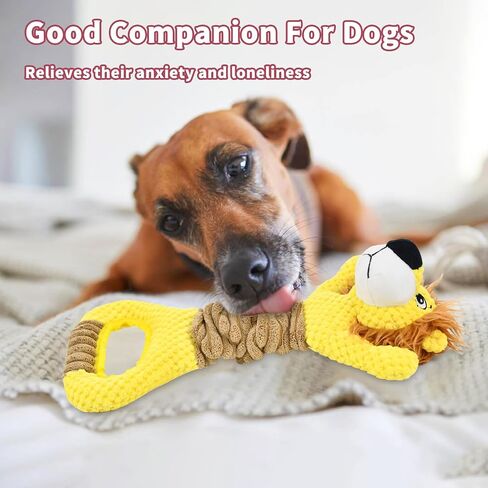 Vehomy Squeaky Dog Toy for Aggressive Chewers Durable Tug of War Dog Toy Pet Interactive Toy Dog Plush Lion Toy with Crinkle Paper for Small Medium Large Dogs in Saudi Arabia