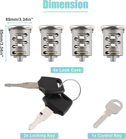 X AUTOHAUX 4 Pack Car Roof Rack Lock Cylinder Lock Core Replace for Yakima Car Rack System Components Metal Lockable Cylinders Core Lock Kit w/Lock Key and Control Key in Saudi Arabia