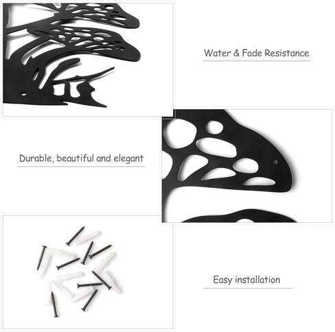 Large Metal Mushroom Wall Decor Hanging, Cute Black Metal Cutting Wall Art, 43 x 33 CM in Kuwait