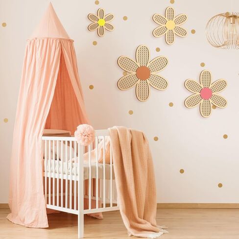 Suzile 4 Pcs Boho Daisy Wall Decor Rattan Wooden Daisies Fresh Color Daisy Nursery Decor Flower Wall Hanging Art for Bedroom Home Office Shelf Farmhouse Decor in Kuwait