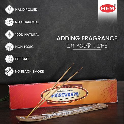 Hem Incense Sticks Variety Pack, Hem Scentwraps 11 inches Natural Hand Dipped Inscent Sticks (12 stick x 5 Pack,60 Sticks) Free from Chemicals, No Black Smoke,pk1 in Saudi Arabia
