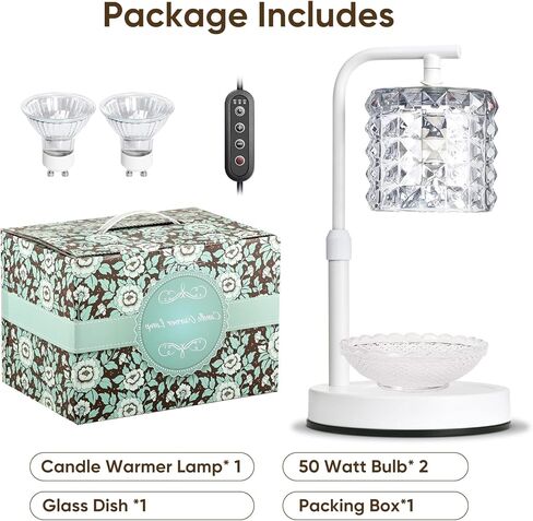 مصباح تدفئة الشموع MUAOSKY 2 في 1 للشموع المعطرة وإذابة الشمع، سخان مصباح الشمع مع 2H/4H/8H/ مؤقت وخافت، سخان ذوبان الشمع مع قرص لديكور الغرفة، غرفة النوم، اليوغا، المنزل، أبيض in Kuwait