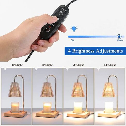 مصباح تدفئة الشموع من سينغرينج، مصباح كريستال ذوبان الشمع الإلكتروني الذهبي مع سطوع مؤقت قابل للتعديل لإذابة الشمع المعطر بجرة كبيرة مع لمبتين (شفاف) in Kuwait