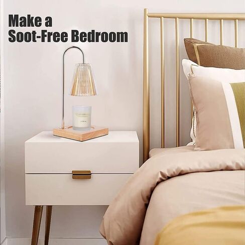 مصباح تدفئة الشموع من سينغرينج، مصباح كريستال ذوبان الشمع الإلكتروني الذهبي مع سطوع مؤقت قابل للتعديل لإذابة الشمع المعطر بجرة كبيرة مع لمبتين (شفاف) in Kuwait