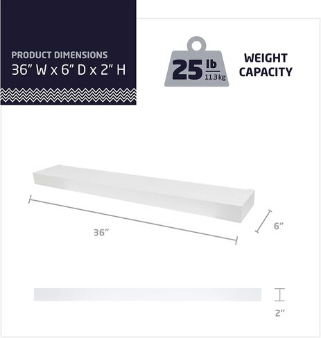 High & Mighty Modern Floating Shelf Holds up to 25lbs Easy Tool-Free Dry Wall Installation in Kuwait