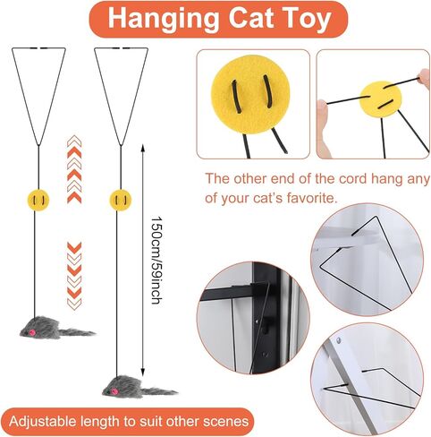 FRIUSATE Folded Cat Tubes Cat Tunnel Bed Collapsible Cat Tunnel with Bell Cat Teaser Triangular Hook Spring Colorful Mouse, Cat Tunnels for Indoor Cats in Kuwait