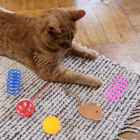 لعبة HANJIANGSHUI 3 في 1 للقطط، لعبة خدش القطط، لعبة كرة القطط، مسار دوار مع كرة، لعبة القطط، تدريب ذكاء القطط (حزمة واحدة مع ماوس واحد، عصا إغاظة القطط و2 لعبة لعب زنبركية (أخضر) in Kuwait