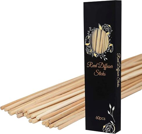 PEFSO - 60 PCS Reed Diffuser Sticks, Set of Natural Rattan Sticks, Refill Replacement for Fiber Reed Diffuser Stick, for Essential Oil Diffuser Refills (White/10.3"x2.1"x0.7") in Saudi Arabia