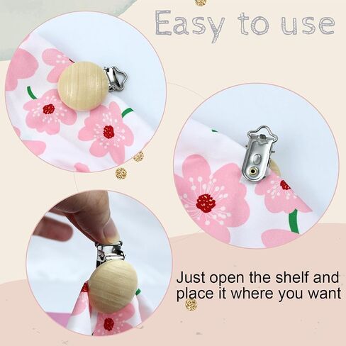 16 Pieces Wood Pacifier Clips Teething Grasping Toy Suspender Clips Natural Beech Wood Pacifier Clip Holder Charm DIY Pacifier Clips Chain Accessories in Saudi Arabia