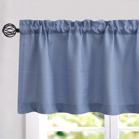 Vangao الضوء الأزرق الستارة الستائر شبه شفافة لنافذة المطبخ عارضة نسج محكم قضيب جيب مقهى الستائر للحمام 18 بوصة 1 لوحة in Kuwait