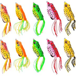 طعم الضفدع توبواتر، مجموعة طُعم صيد سمك السلمون المرقط، طُعم ضفدع واقعي مع خطافات بدون أعشاب، طُعم عائم ناعم من JoyFishing لسمك السلمون المرقط في المياه المالحة والمياه العذبة in Kuwait