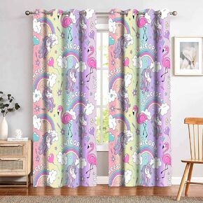 mizsye قوس قزح يونيكورن المطبوعة الستائر الحلو فتاة الكرتون الحصان فلامنغو تعتيم نافذة الستائر حورية البحر الفن أطفال الحضانة الأميرة غرفة نوم غرفة المعيشة غرفة الألعاب نافذة العلاجات 2 لوحة 42 × 84 بوصة in Kuwait