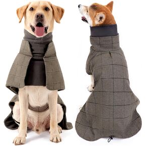 Dotoner Warm Dog Coat Windproof Dog Suit British Style Dog Jacket Dog Winter Coat with High Collar Large Dog Clothes Thickened Dog Coat Cold Weather Coats for Small Medium Large Dogs in Kuwait