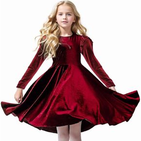 Seiciviy Girls Velvet Dress Ruffled Long Sleeve Casual Spring Fall Dress Princess Christmas Party Dress Winter Outfits in Kuwait