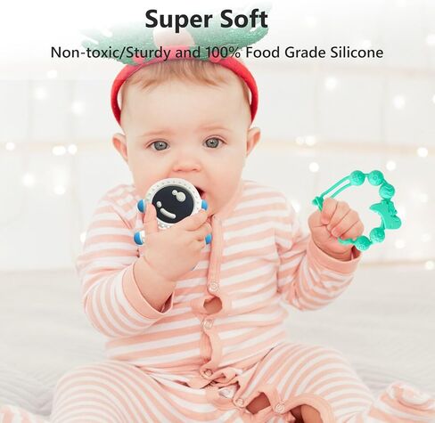 Silicone Teething Toys for Infant Toddler,Relief Soothe Babies Gums Set,BPA Free Freezable Dishwasher and Refrigerator Safe,Silicone Teething Toys for Babies 3 6 12 Months (215MM*25mm) in Saudi Arabia
