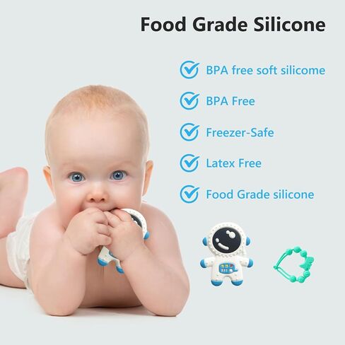 Silicone Teething Toys for Infant Toddler,Relief Soothe Babies Gums Set,BPA Free Freezable Dishwasher and Refrigerator Safe,Silicone Teething Toys for Babies 3 6 12 Months (215MM*25mm) in Saudi Arabia
