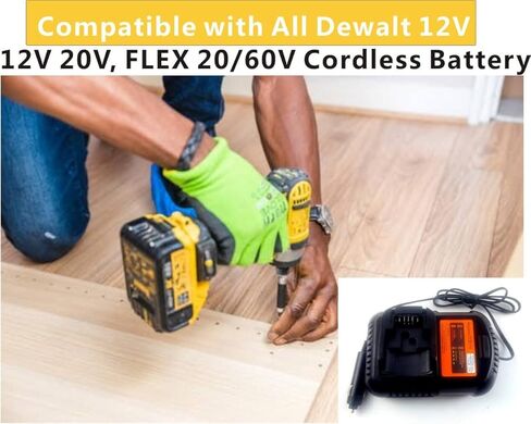 ANOITD DCB119 شاحن بطارية السيارة استبدال لشاحن سيارة Dewalt 12V/20V MAX، لبطارية Dewalt 12V 20V Li-ion DCB201 DCB202 DCB203 DCB204 DCB205 DCB206 DCB127 DCB123 DCB121 DCB606 DCB609 DCB612 in Kuwait