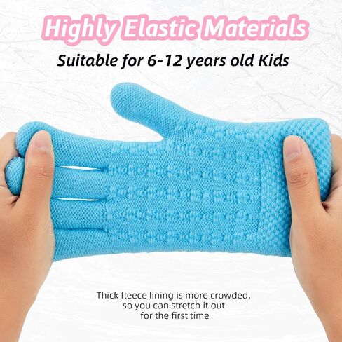 Durio Winter Kids Warm Gloves Girls Boys Thermal Knitted Gloves Toddler Gloves for Cold Weather Thicken Fleece Lined Mittens in Saudi Arabia