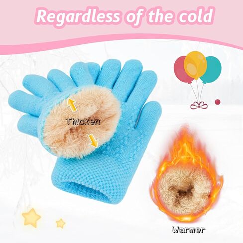 Durio Winter Kids Warm Gloves Girls Boys Thermal Knitted Gloves Toddler Gloves for Cold Weather Thicken Fleece Lined Mittens in Saudi Arabia
