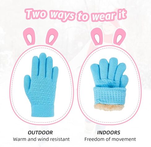 Durio Winter Kids Warm Gloves Girls Boys Thermal Knitted Gloves Toddler Gloves for Cold Weather Thicken Fleece Lined Mittens in Saudi Arabia