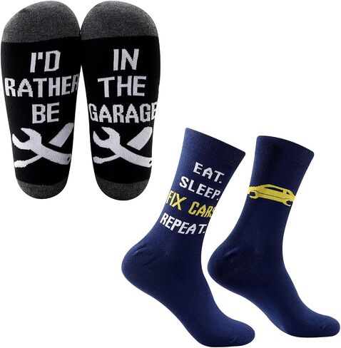 MBMSO Auto Mechanic Socks Gift Funny Car Mechanic Gifts Eat Sleep Fix Cars Repeat in Saudi Arabia