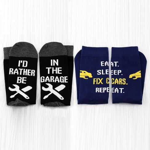 MBMSO Auto Mechanic Socks Gift Funny Car Mechanic Gifts Eat Sleep Fix Cars Repeat in Saudi Arabia