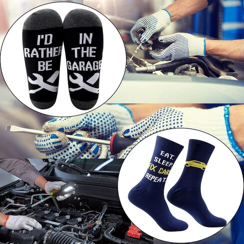 MBMSO Auto Mechanic Socks Gift Funny Car Mechanic Gifts Eat Sleep Fix Cars Repeat in Saudi Arabia