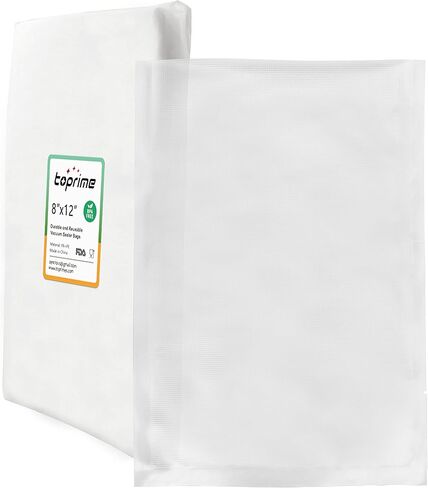 أكياس تفريغ الهواء من توبريم، 50 كيسًا مقاس 8 × 12 بوصة لتخزين الطعام، حقيبة بثق مادي مكونة من 7 طبقات مصممة لإغلاق الوجبة، خالية من البيسفينول أ، شديدة التحمل، رائعة لتخزين الطعام أو إعداد الوجبات أو الفيديو الصوتي in Kuwait