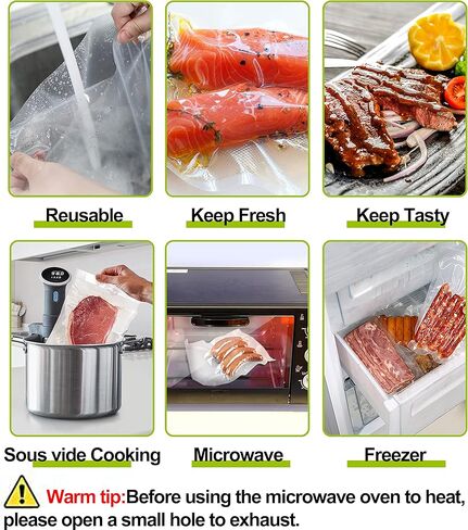 أكياس تفريغ الهواء من توبريم، 50 كيسًا مقاس 8 × 12 بوصة لتخزين الطعام، حقيبة بثق مادي مكونة من 7 طبقات مصممة لإغلاق الوجبة، خالية من البيسفينول أ، شديدة التحمل، رائعة لتخزين الطعام أو إعداد الوجبات أو الفيديو الصوتي in Kuwait