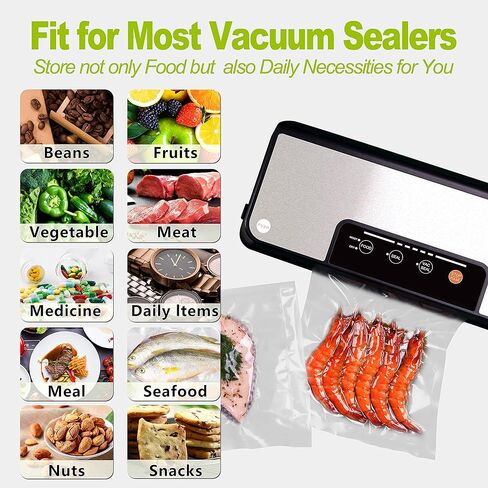 أكياس تفريغ الهواء من توبريم، 50 كيسًا مقاس 8 × 12 بوصة لتخزين الطعام، حقيبة بثق مادي مكونة من 7 طبقات مصممة لإغلاق الوجبة، خالية من البيسفينول أ، شديدة التحمل، رائعة لتخزين الطعام أو إعداد الوجبات أو الفيديو الصوتي in Kuwait