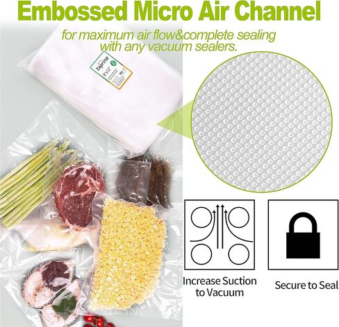 أكياس تفريغ الهواء من توبريم، 50 كيسًا مقاس 8 × 12 بوصة لتخزين الطعام، حقيبة بثق مادي مكونة من 7 طبقات مصممة لإغلاق الوجبة، خالية من البيسفينول أ، شديدة التحمل، رائعة لتخزين الطعام أو إعداد الوجبات أو الفيديو الصوتي in Kuwait