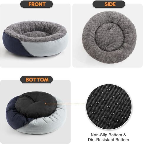 أسرة SHU UFANRO للكلاب والقطط الصغيرة والمتوسطة الحجم، سرير مريح للكلاب المستديرة، سرير حيوانات أليفة منفوش قابل للغسل مع قاعدة مقاومة للماء (23 بوصة × 23 بوصة × 8 بوصة) in Kuwait