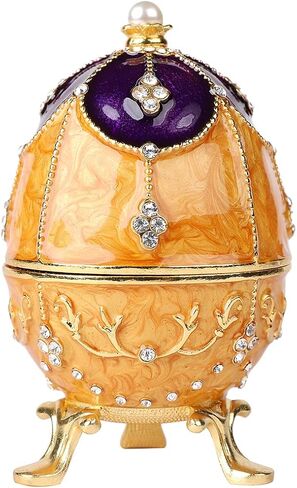 QIFU Hand Painted Pink Easter Egg Figurine Trinket Box Hinged, Unique Gift for Family(QF5821) in Saudi Arabia