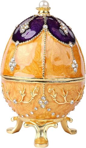 QIFU Hand Painted Pink Easter Egg Figurine Trinket Box Hinged, Unique Gift for Family(QF5821) in Saudi Arabia