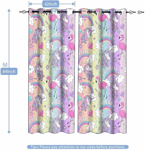 mizsye قوس قزح يونيكورن المطبوعة الستائر الحلو فتاة الكرتون الحصان فلامنغو تعتيم نافذة الستائر حورية البحر الفن أطفال الحضانة الأميرة غرفة نوم غرفة المعيشة غرفة الألعاب نافذة العلاجات 2 لوحة 42 × 84 بوصة in Kuwait