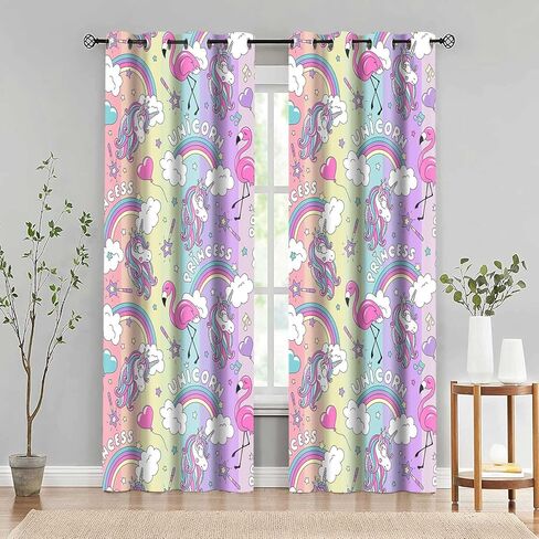 mizsye قوس قزح يونيكورن المطبوعة الستائر الحلو فتاة الكرتون الحصان فلامنغو تعتيم نافذة الستائر حورية البحر الفن أطفال الحضانة الأميرة غرفة نوم غرفة المعيشة غرفة الألعاب نافذة العلاجات 2 لوحة 42 × 84 بوصة in Kuwait