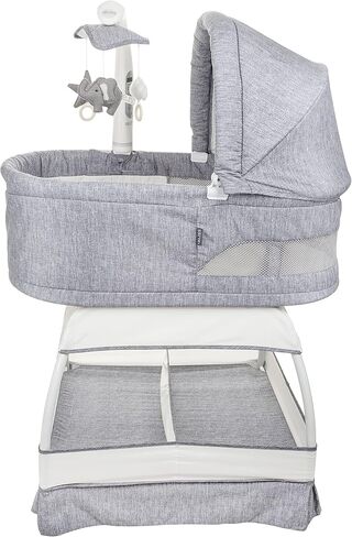 Baby Sweetli Nurture Infant Bassinet Bedside Crib Sleeper with Electric Mobile, Room Temperature and Humidity Indicator, Feeding Reminder, Night-Light, and Vibration (Grey Melange) in Kuwait