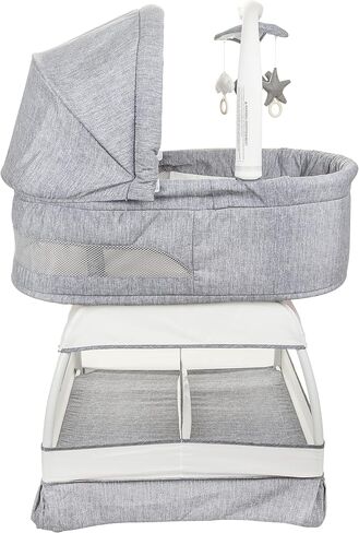 Baby Sweetli Nurture Infant Bassinet Bedside Crib Sleeper with Electric Mobile, Room Temperature and Humidity Indicator, Feeding Reminder, Night-Light, and Vibration (Grey Melange) in Kuwait