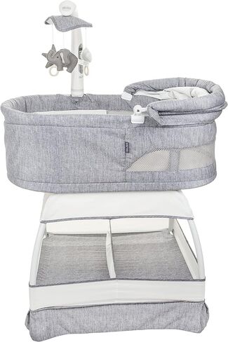 Baby Sweetli Nurture Infant Bassinet Bedside Crib Sleeper with Electric Mobile, Room Temperature and Humidity Indicator, Feeding Reminder, Night-Light, and Vibration (Grey Melange) in Kuwait
